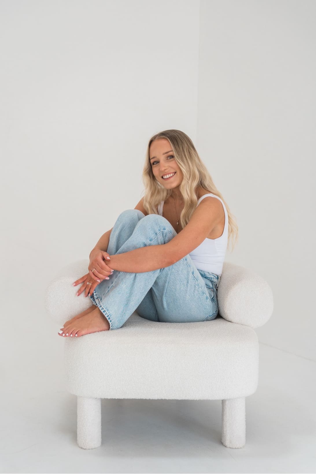 Lolly relaxed and smiling in the studio